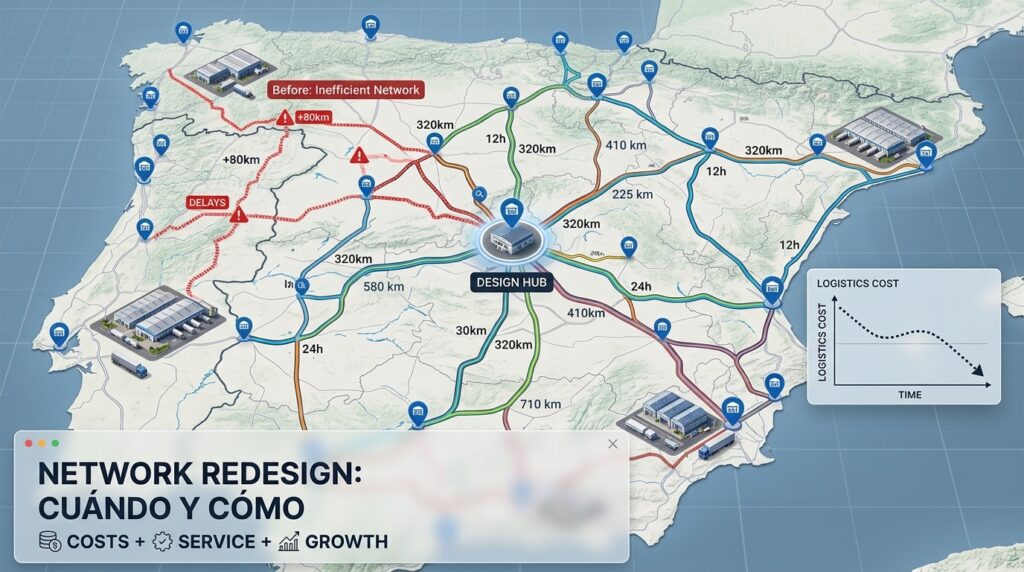 mapa de España con las rutas de distribucion